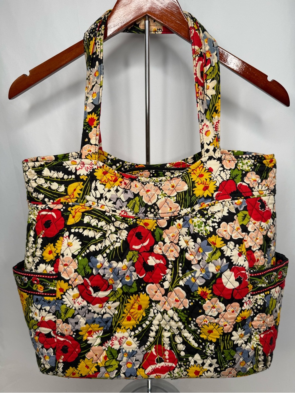 Vera Bradley Large Poppy Fields Floral Quilted Tote Bag